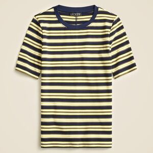 NWT J.Crew Refined Rib Tee in Olive Yellow Navy Stripe